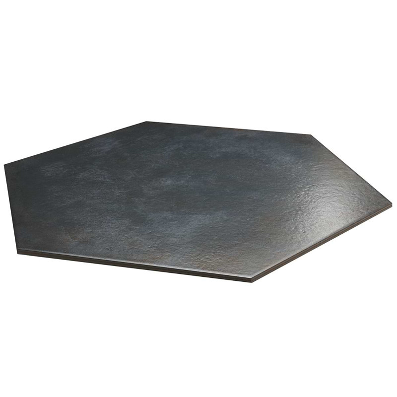 Angela Harris Flatiron 20" Large Hexagon Matte Porcelain Tile, Black