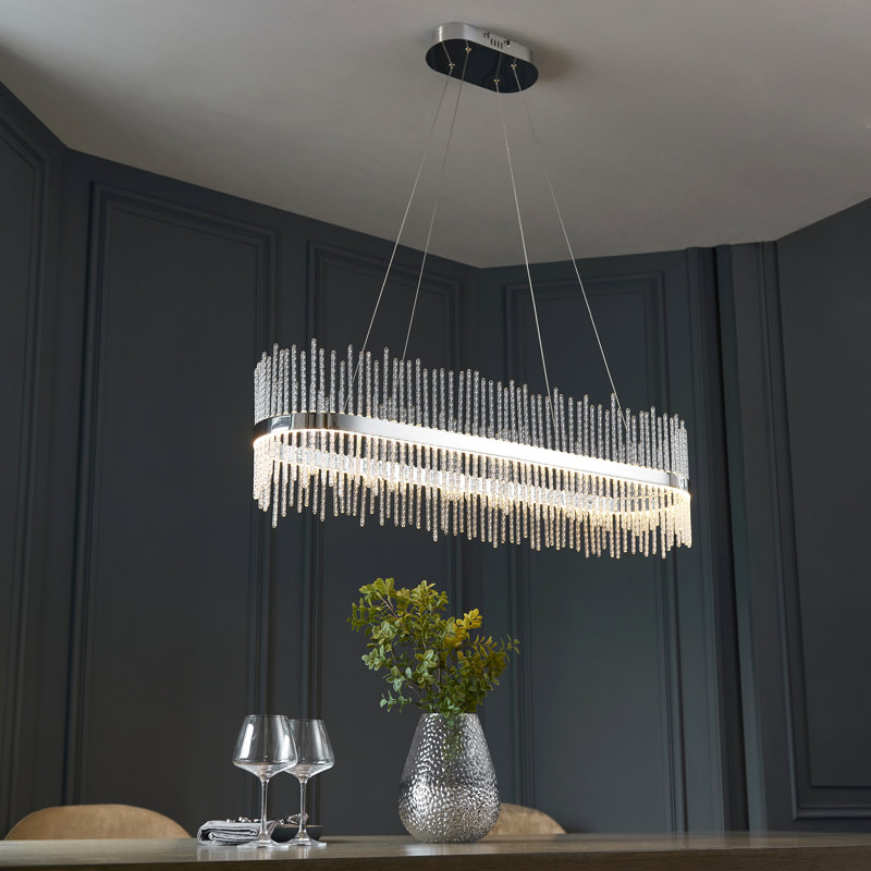 Angelisa 1 - Light LED Geometric Pendant, Chrome plate & clear glass, 240 H cm x 25 W cm