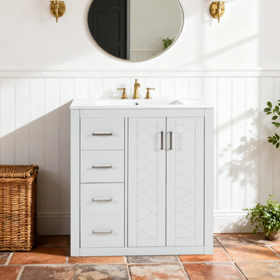 Meuble-lavabo 30 po avec comptoir en céramique Pelaga