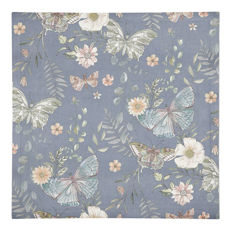 Papillons sur serviette 7458-BZ, Bleu