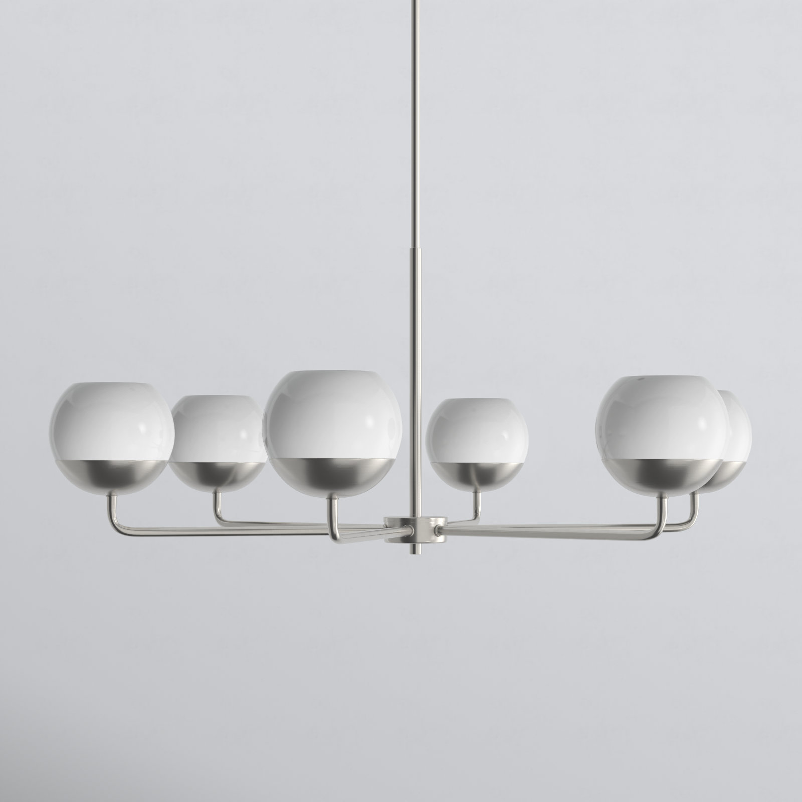Avoca Six Light Chandelier, Brushed Nickel