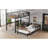 Twin XL Over Twin XL Metal Bunk Bed/Metal Loft Bed,Separable Bunk Beds,With Raised Security Fence,Walnut Color-1435645998