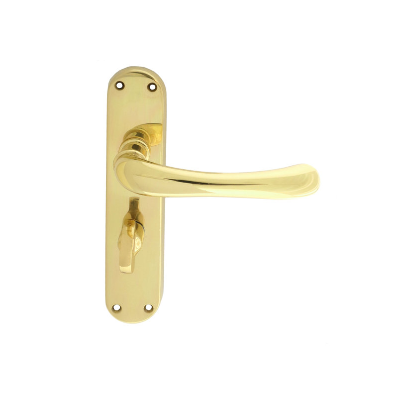Ibra Bathroom Door Handle, Polished Brass