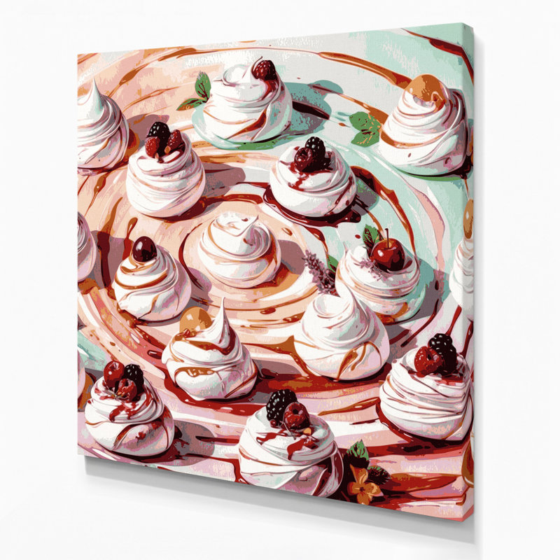 Desserts Pavlova Grey Canvas Wall Art, 16" H x 16" W