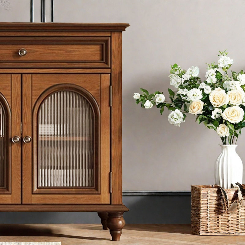 62.99" Tan Rectangular Solid Wood Sideboard