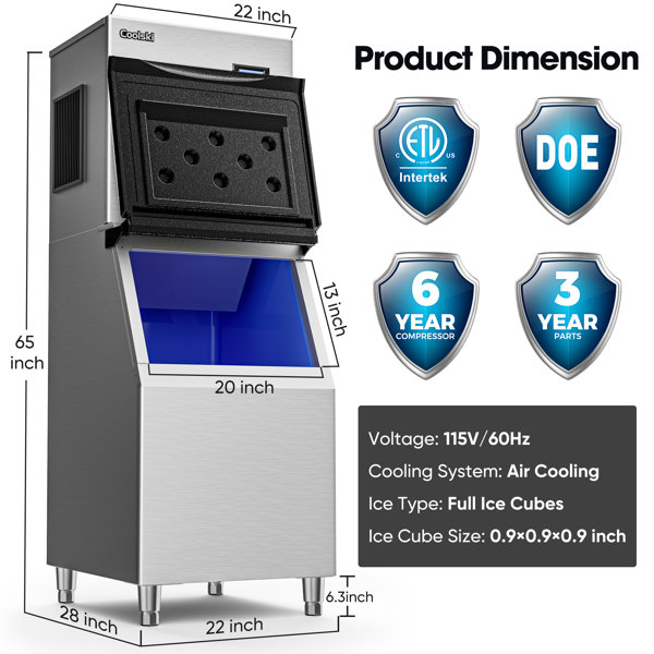 Digitale Essentials 22'' Wide Commercial Ice Maker Machine 500Lbs/Day ...