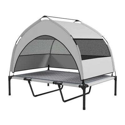 Large Elevated Portable Pet Cot with Canopy and Mesh Panels