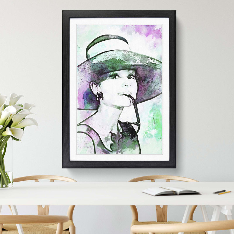 Miss Audrey Hepburn - Picture Frame Painting Print, Black Framed, 36cm H x 27cm W x 2cm D