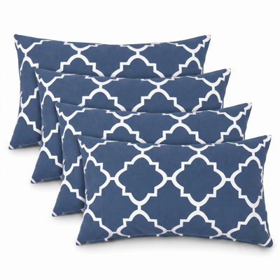 Set of 4 Outdoor Lumbar Pillow Covers ONLY, 12" x 20", Water-Repellent and Fade-Resistant Decorative Cushion Covers for Patio, Porch, Balcony, Garden and Indoor Sofa