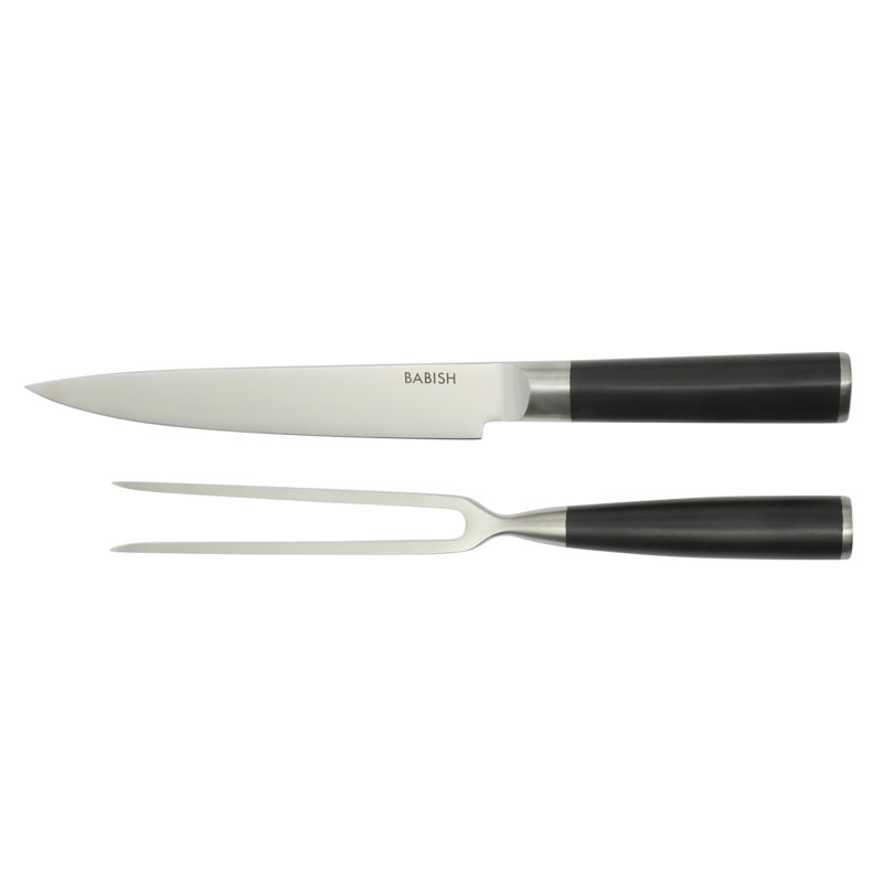 Ensemble de 2 couteaux à découper et fourchettes Babish - Couteau à découper en acier inoxydable de 8 po avec fourchette de 6,5 po - Poignées ergonomiques en ABS