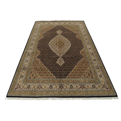 Fine Oriental Rug 8’9” X 12’1” Black Wool Traditional Hand-Knotted Carpet