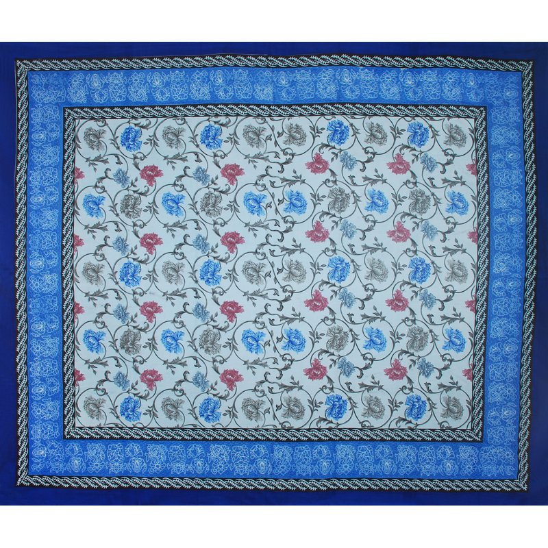Tapisserie en coton tournesol, H 106 po x l 72 po, Bleu
