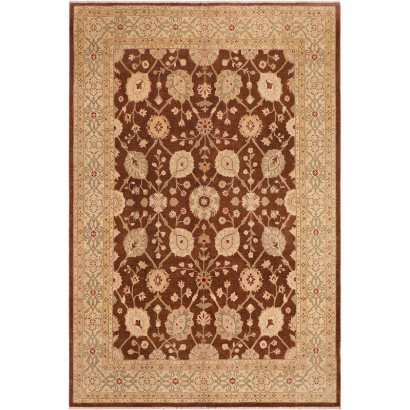 Tapis brun / taupe en laine noué à la main 10 pi 3 po x 9 pi 8 po Abbigail Southwestern