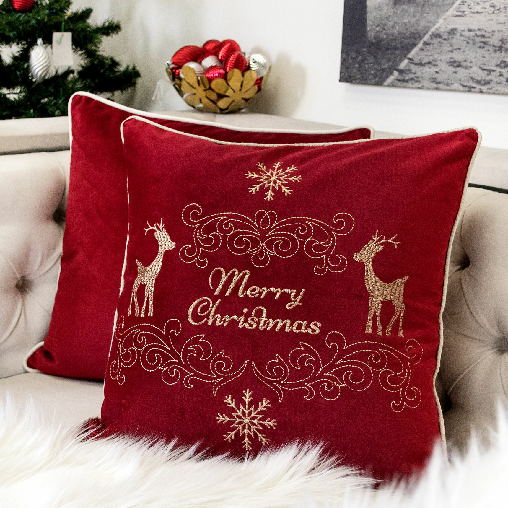 The Holiday Aisle® Linneman Velvet Throw Pillow & Reviews