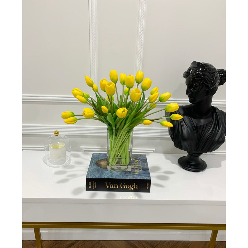 Large Faux Flower Real Touch Yellow Tulip Arrangement