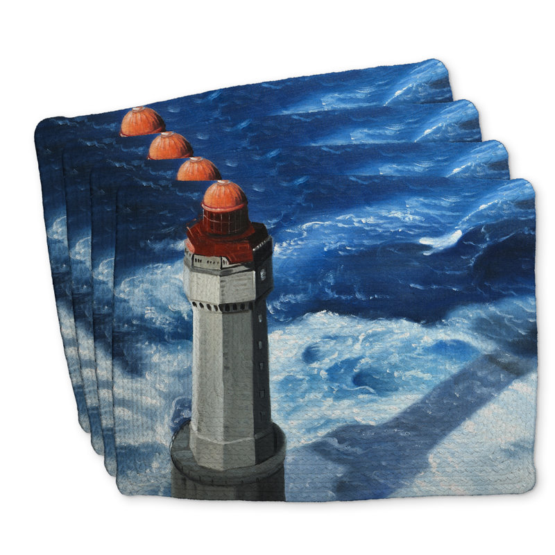 Ensemble de 4 napperons en polyester tressé | Le phare de Jument