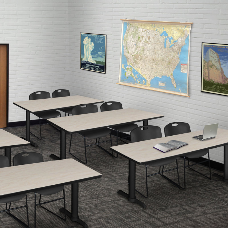 Neyland Cain T-Base training table and 2 Zeng stackable chairs, Noir, noir, noir, noir, Érable, L 66 po x P 24 po