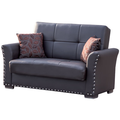 Iko 65 in. Vegan Leather 2-Seater 3-in-1 Sleeper Loveseat Sofa Bed with Storage, Firm Seat Cushion