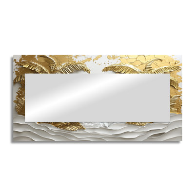 Golden Cream Palms On The Beach I - Palms & Palm Trees Wall Mirror Art - Printed On Metal