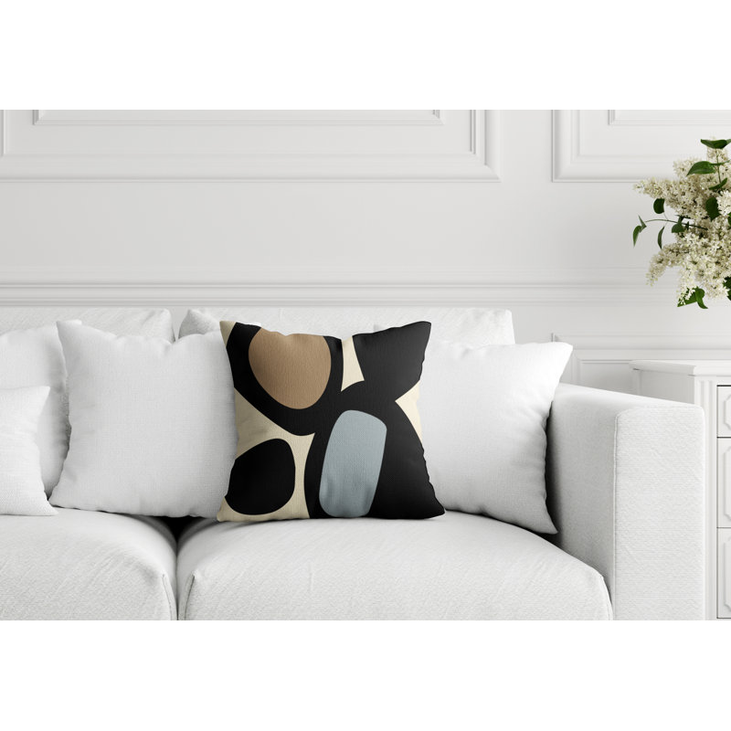 Lara Abstract Outdoor Reversible Throw Pillow, 19" x 19", Gray/Off White
