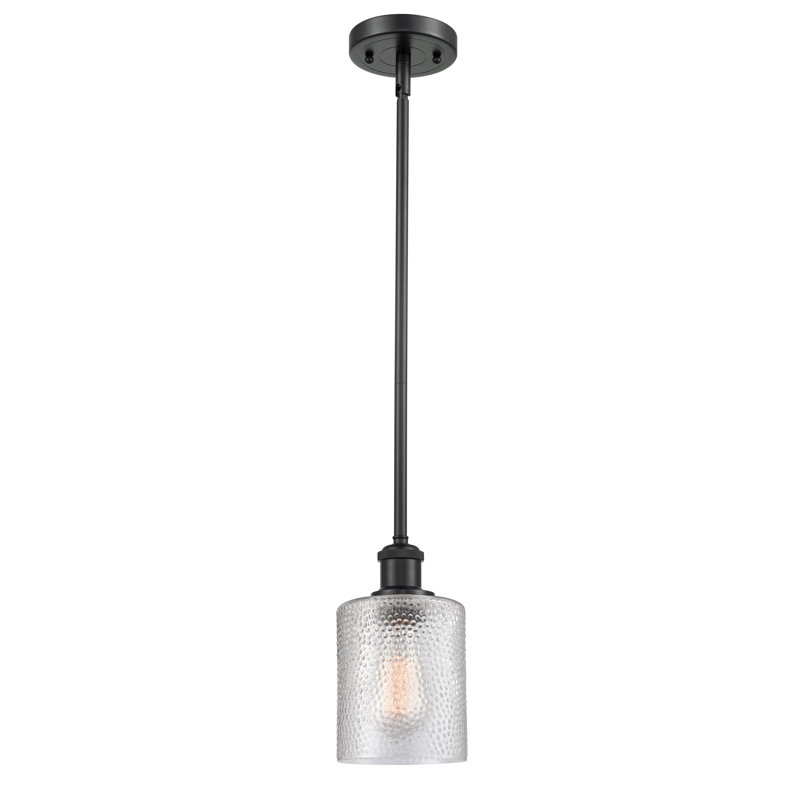 Luminaire suspendu cylindrique 1 lumière Leilani, Noir mat, Transparent, Ampoule DEL 6 watts Vinage