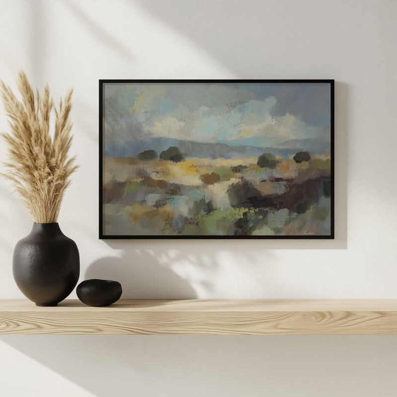 Reproduction d'art «Mute Blue Landscape» par Silvia Vassileva, H 12 po x l 16 po, Noir