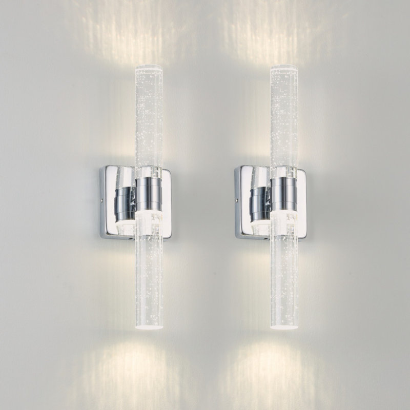 Contemporary Crystal Wall Light With Chrome Finish, Gold