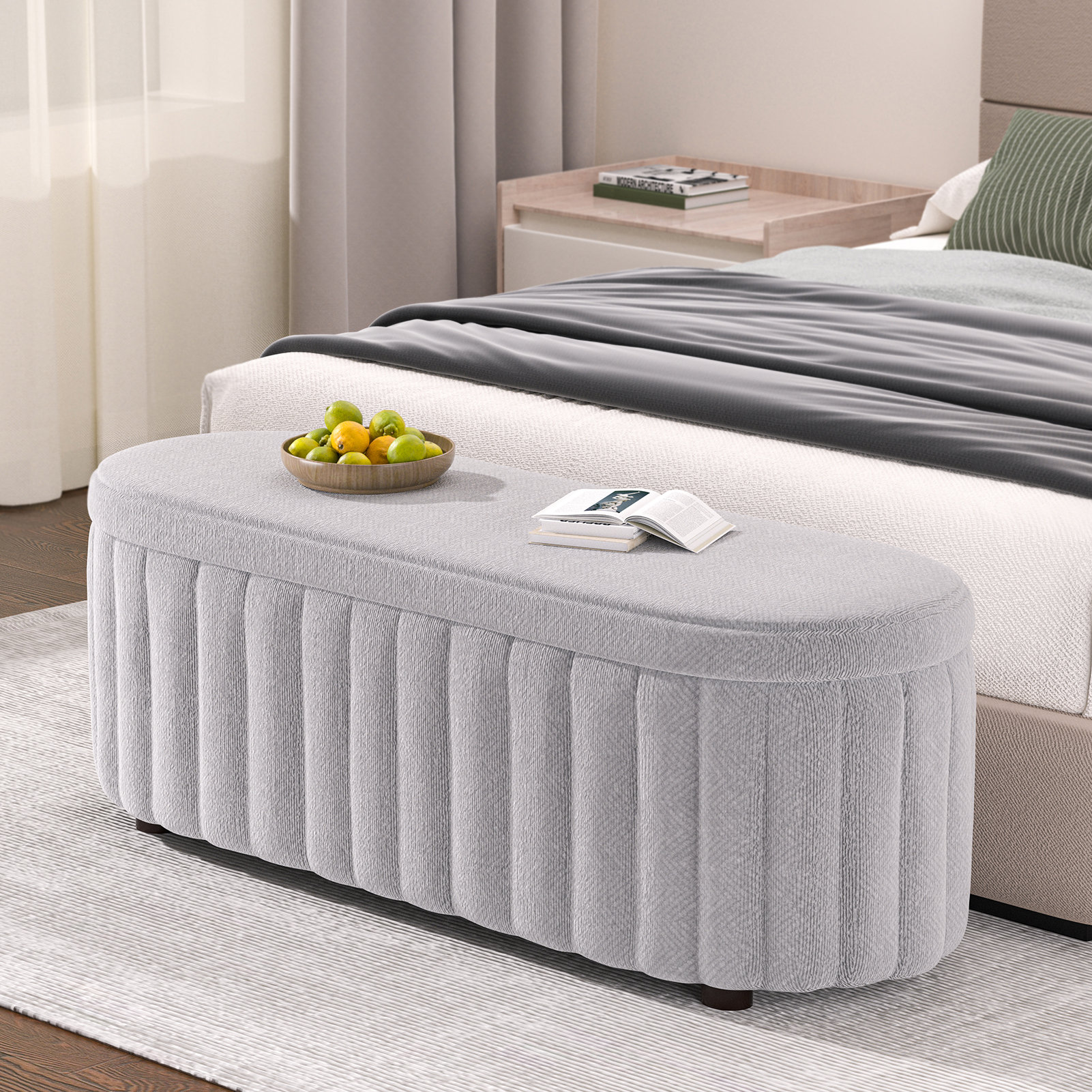 Latitude Run® Tarsus Linen Upholstered Storage Bench | Wayfair