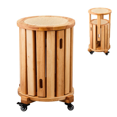 4PCS 22 In. H  Wood Nesting Bar Stool With Wicker Seat