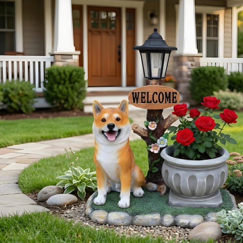 Décoration de jardin pour chien assis Akita