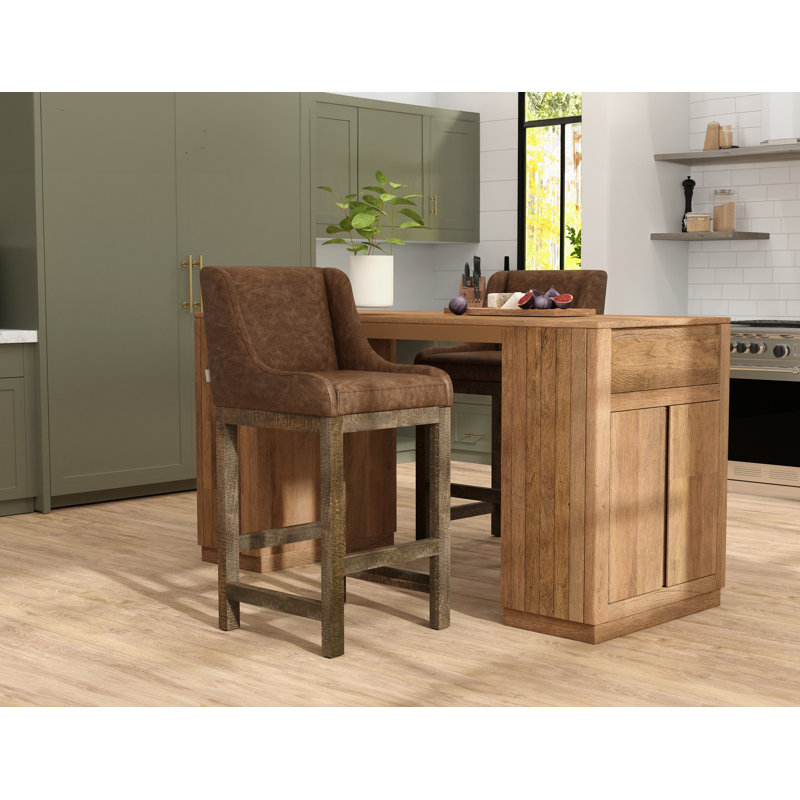 Upholstered Counter Stool, Bar Stool (30" Seat Height), Hickory