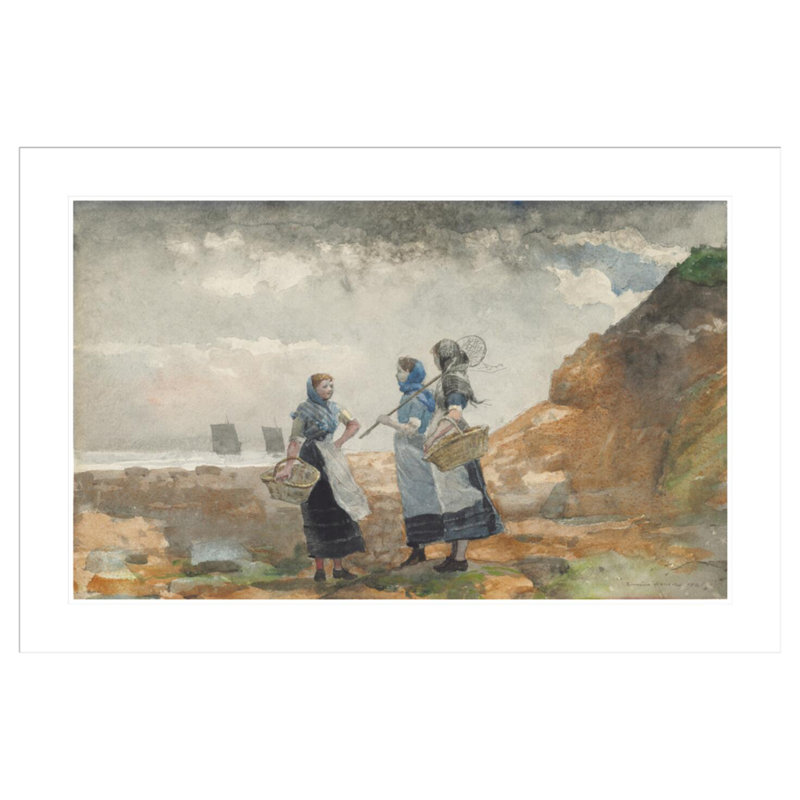 «Three Fisher Girls Tynemouth» par Winslow Homer, impression giclée sur cadre, H 28,26 po x l 41,5 po