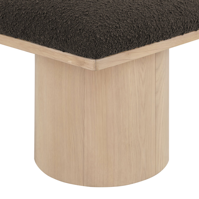 Husnan Boucle Upholstered Bench, 17.5" H x 31" W x 18" D, Brown Boucle Fabric, Natural