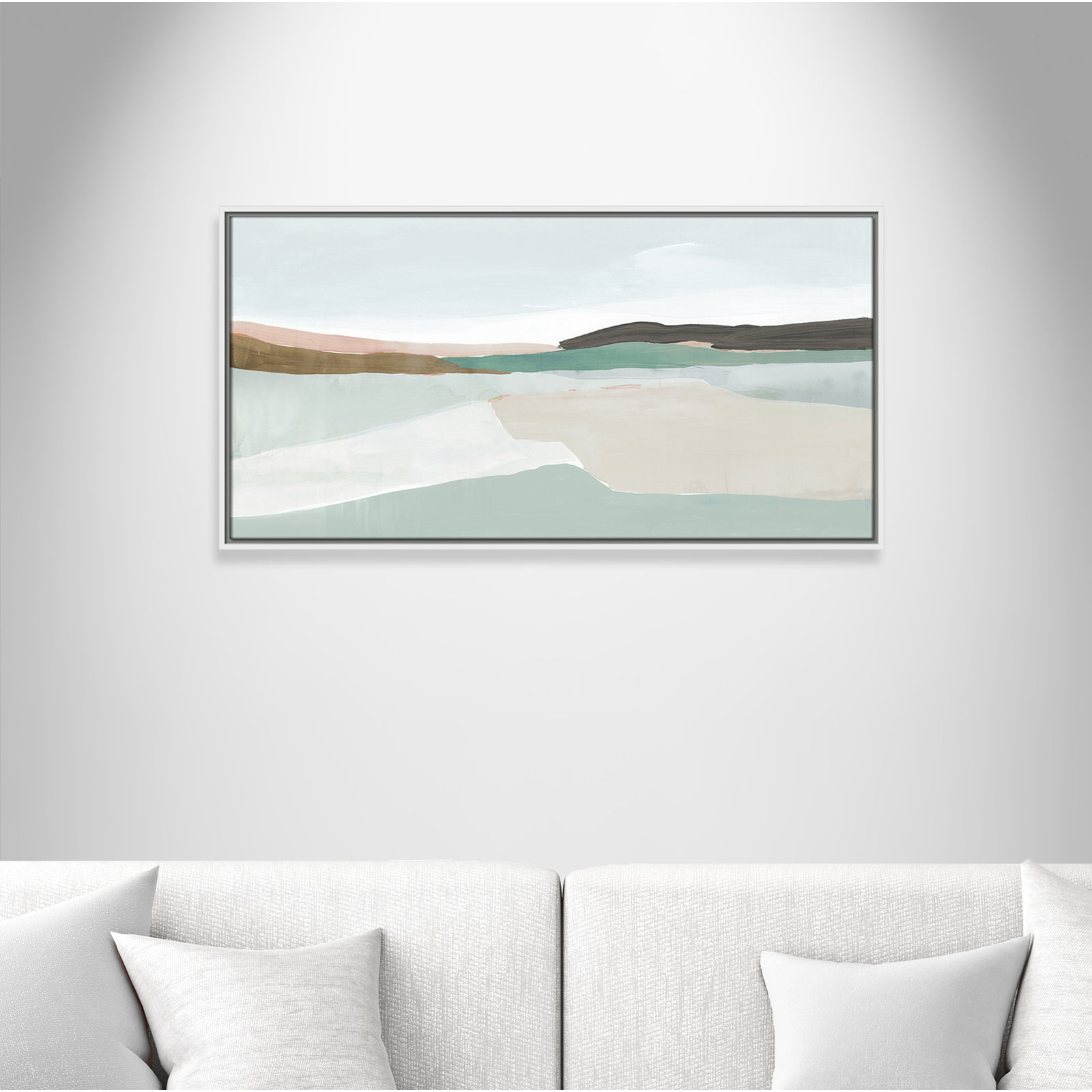Ali "Sole of the Land I" Painting, 19.5" H x 37.5" W, White
