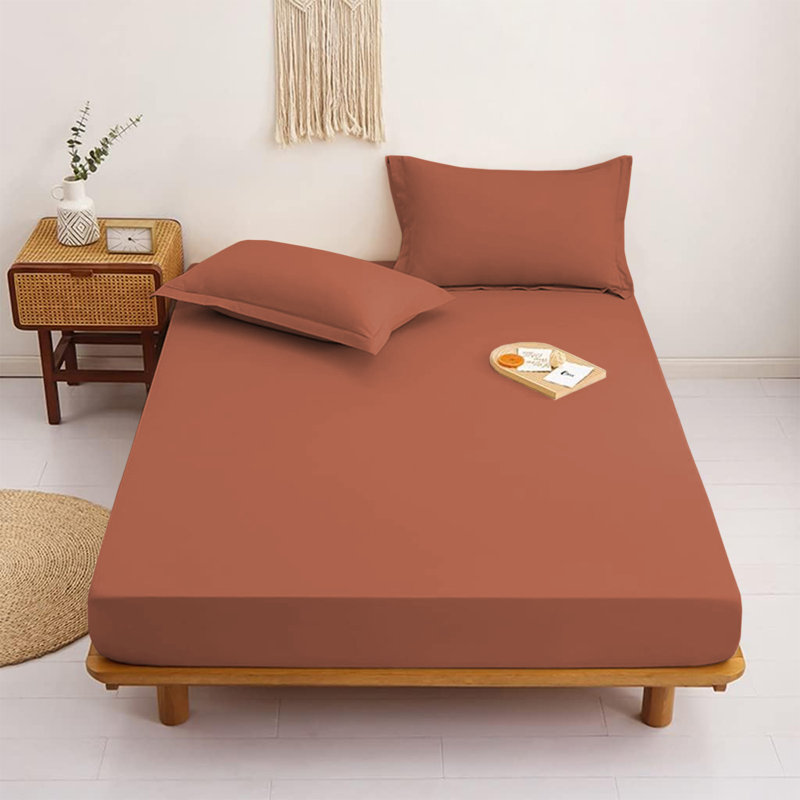 Aspire Homeware Ultra Soft 40cm Deep Fitted Sheet for Extra Deep Mattress and Cozy Sleep, Double (4'6), Rust