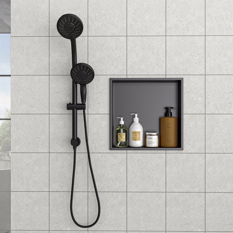 Niche de douche en acier inoxydable 15 po x 15 po, noir bronze, H 3,94 po x l 15 po x P 15 po, Bronze industriel-noir
