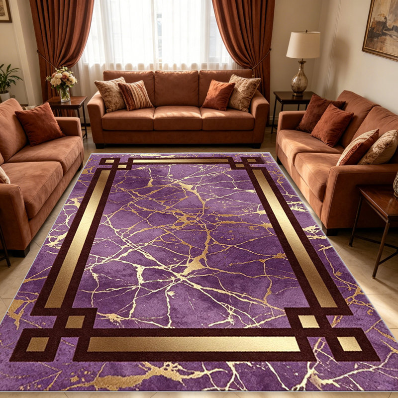 Purple Marble Geometric carpet-easy to clean, machine-washable, soft and comfortable; suitable for door mats, kitchens, living rooms, bedrooms, corridors, and laundry areas. Easy to clean, durable carpet for home decoration.
