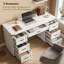 Bureau d'ordinateur 55 po avec 7 tiroirs, bureau d'ordinateur, blanc-1479146973