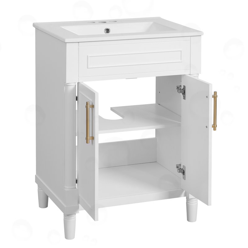 Meuble-lavabo avec lavabo et 2 portes, Blanc