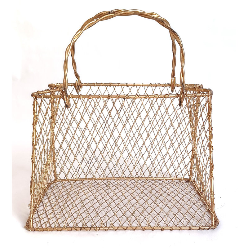 Wire Bag Tote Gold Tone