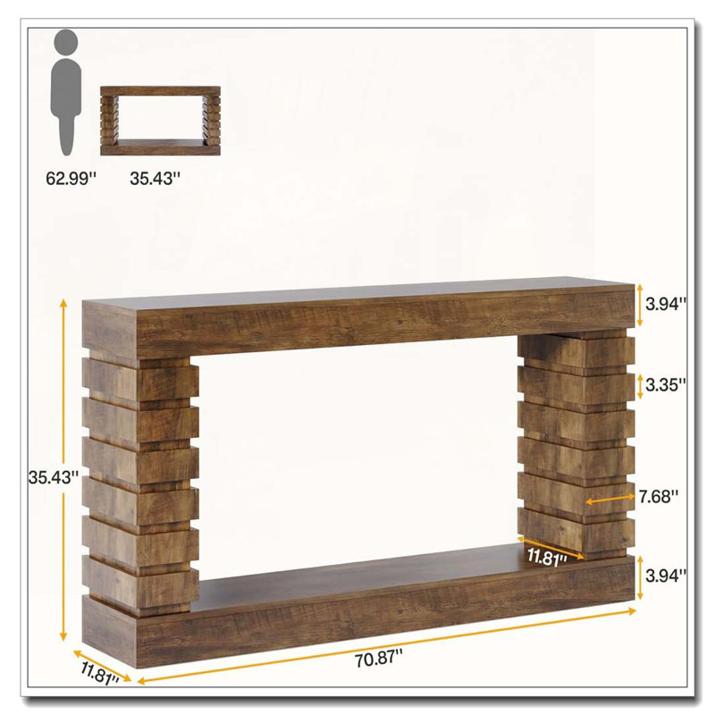Wood Console Table with Storage Space-Saving Design