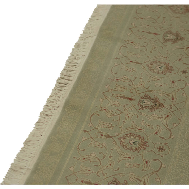 High-Quality Hand-Knotted Light Green Area Rug
