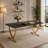63" Dining Table, Modern Kitchen Table with Faux Marble Table Top