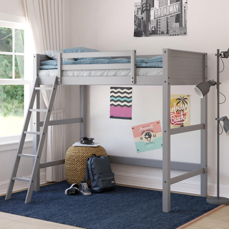 Lit plateforme simple Zuniga, Gris