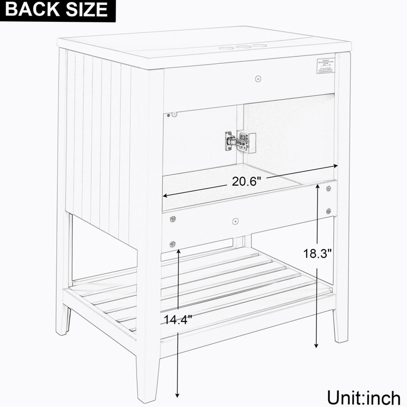 23.70'' Single Bathroom Vanity Base Only, White