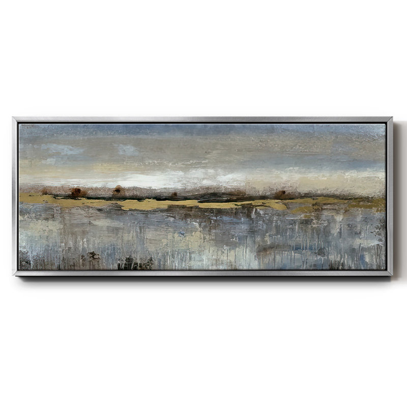 «Abstract March II», toile encadrée, Argent, H 24 po x l 60 po x P 1,5 po