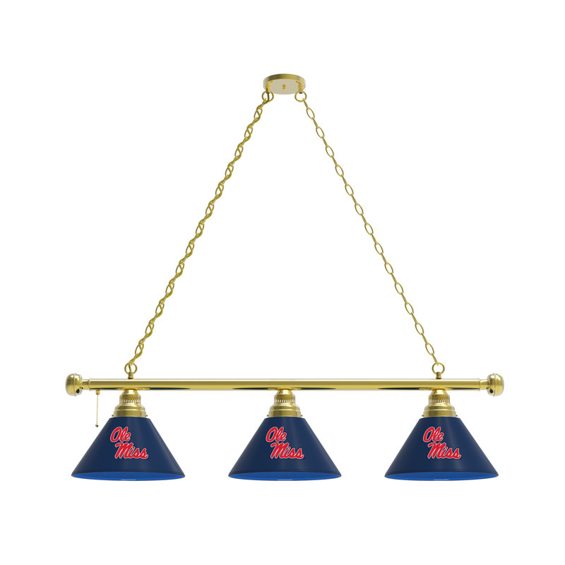3 - Light Pool Table Lights Pendant, Brass, Ole Miss Rebels
