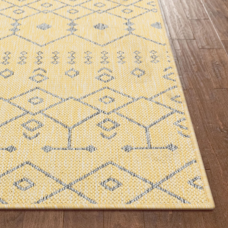 Geometric Synthetic Kilim Indoor / Outdoor Area Rug, Runner 80 x 300 cm