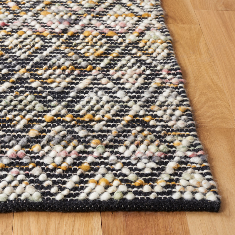 Natura Hand Woven Wool/Cotton Geometric Rug in Yellow/Black/Ivory, Rectangle 4' x 6'