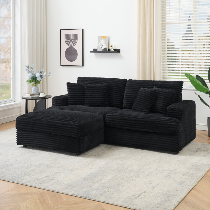 Canapé modulaire Aura avec rangement caché, coussin à ressorts indépendant et mousse viscoélastique, Noir